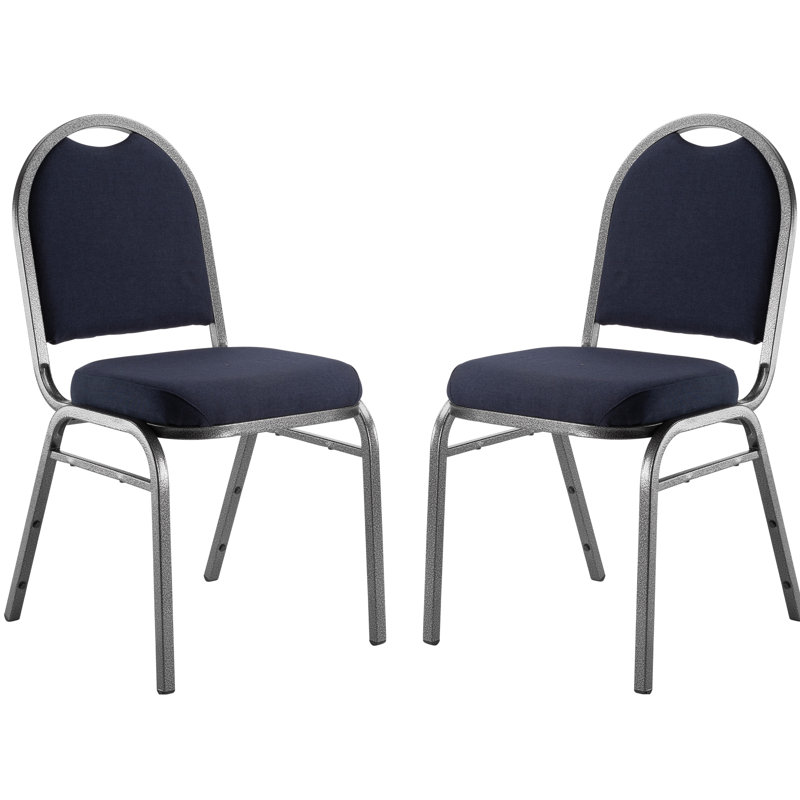Silvervein Frame Midnight Blue Fabric Stackable Banquet Chair