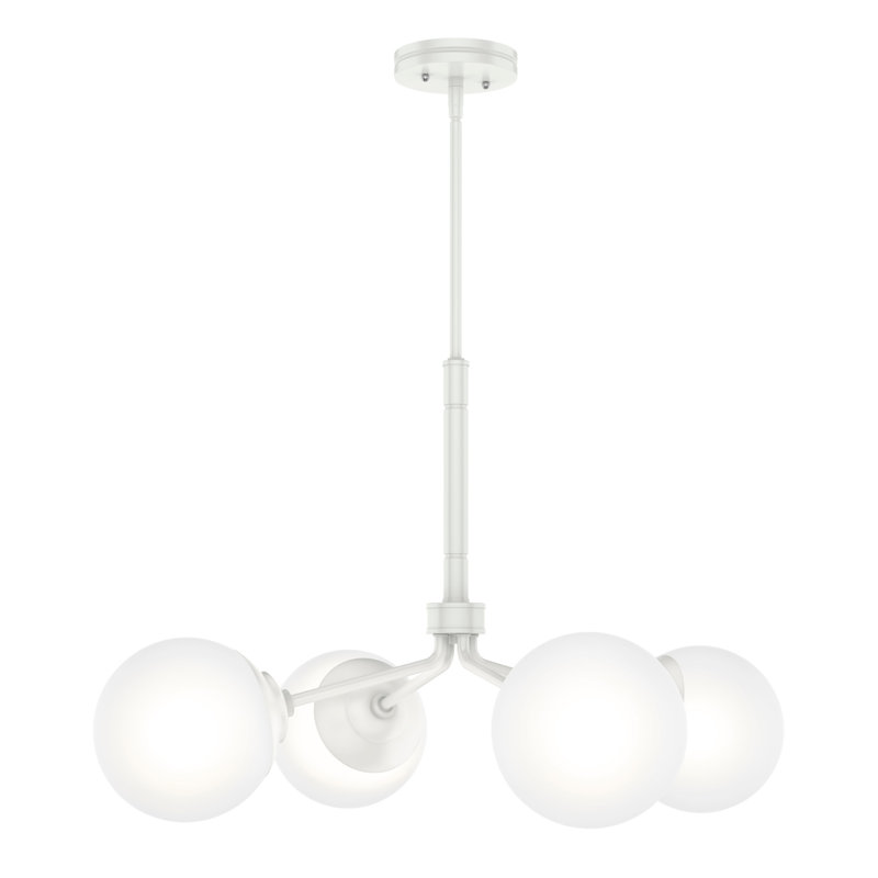Matte White 4-Light Sputnik Chandelier with Glass Globes