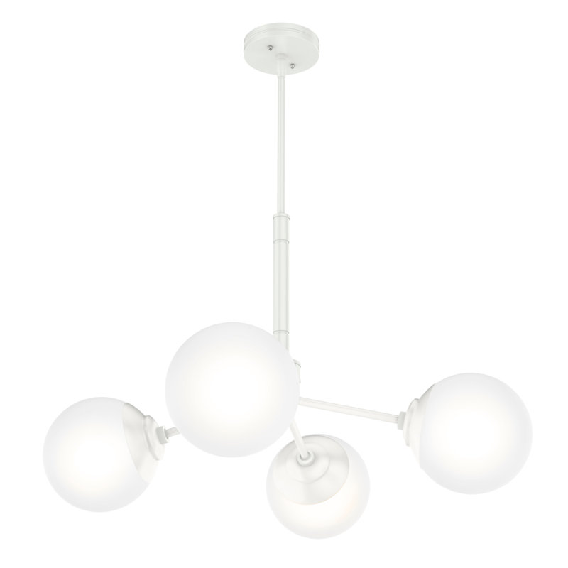 Matte White 4-Light Sputnik Chandelier with Glass Globes