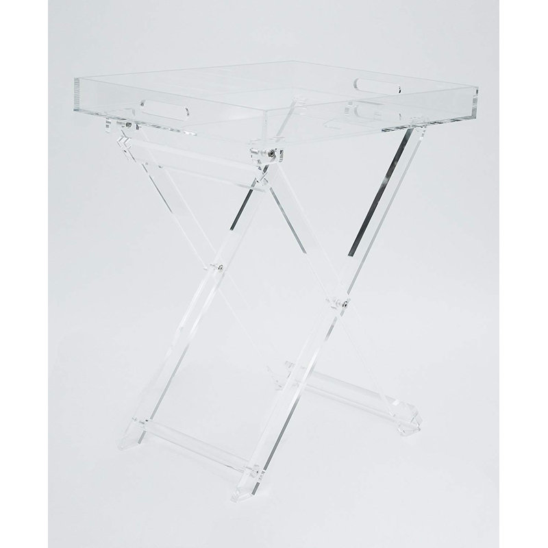 Sleek Chic Transparent Acrylic Folding Side Table with Handles