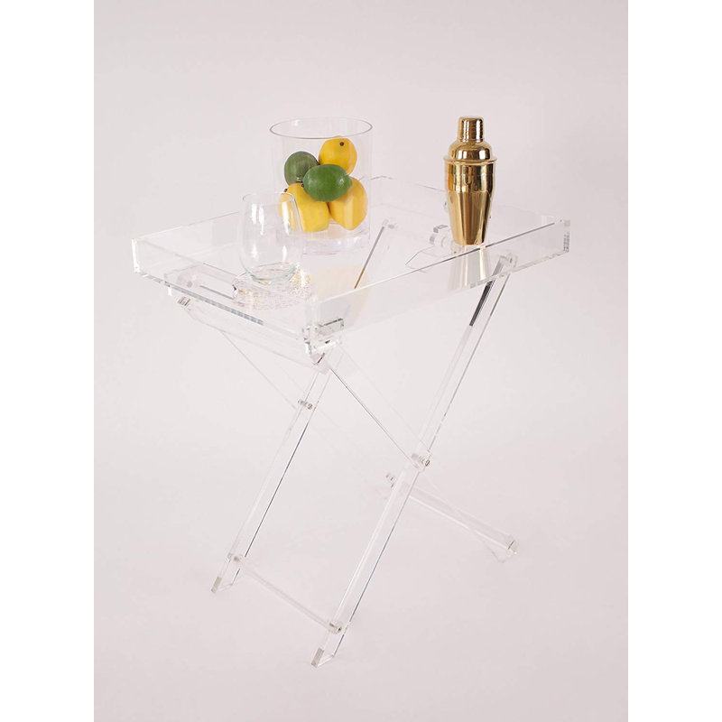 Sleek Chic Transparent Acrylic Folding Side Table with Handles