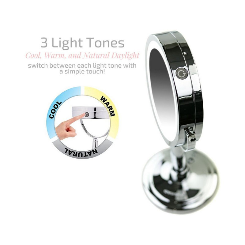 7'' Silver Wall Mounted LED Magnifying Mirror