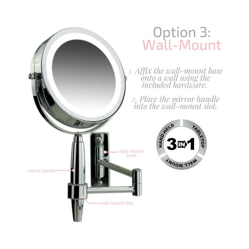 7'' Silver Wall Mounted LED Magnifying Mirror