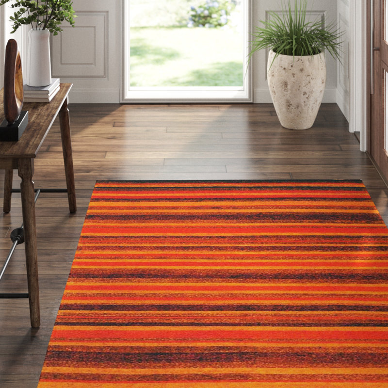 Bernick Red and Gold Hand-Knotted Wool 9' x 12' Rug