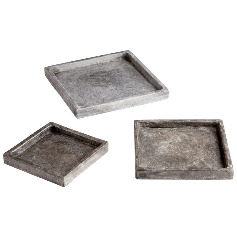 Gray Marble 10" Square Contemporary Tray