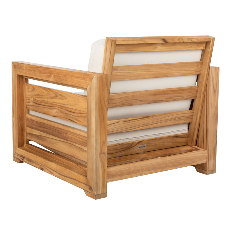 Guadeloupe Natural Teak Outdoor Club Chair with White Cushions