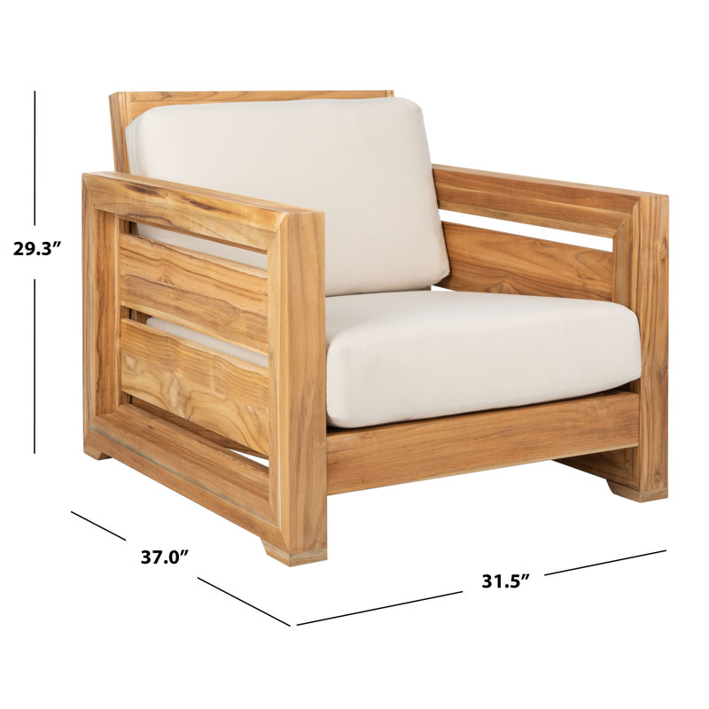 Guadeloupe Natural Teak Outdoor Club Chair with White Cushions