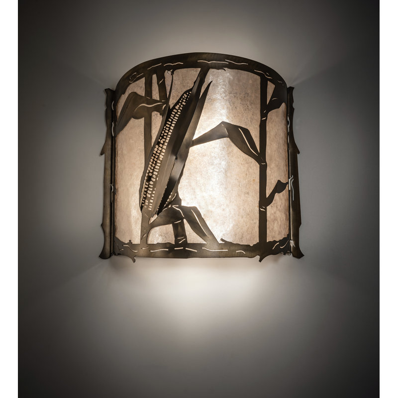 Antique Copper Dual-Light Corn Embossed Sconce