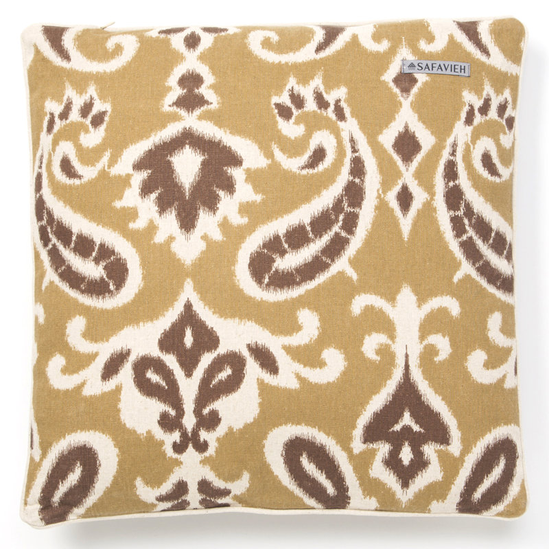 Porch Blue Paisley Cotton Linen 22" Square Throw Pillow Set
