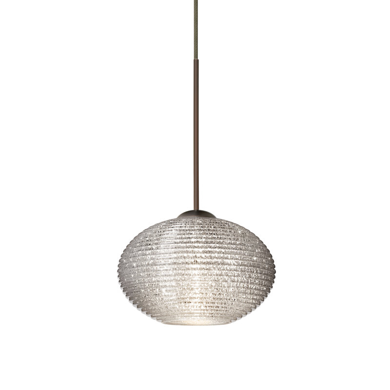 Bronze Globe Glass Pendant Light with Glitter Shade