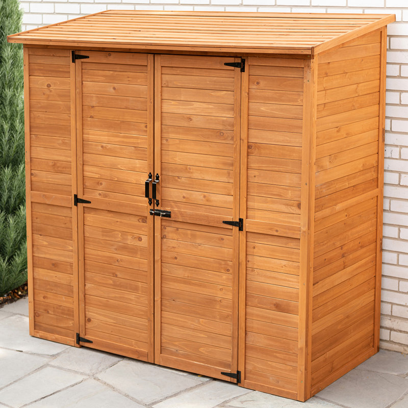 Leisure Season 6 ft. Medium Brown Solid Wood Outdoor Storage Shed with Shelving