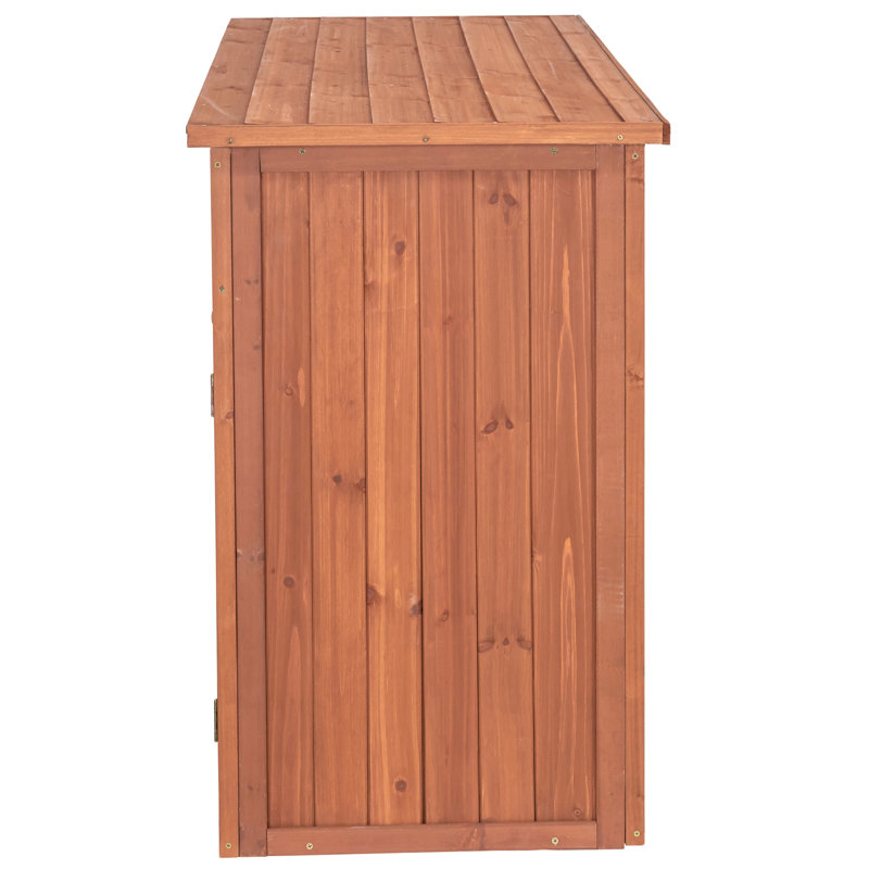 Medium Brown Solid Wood Display and Hideaway Storage Cabinet