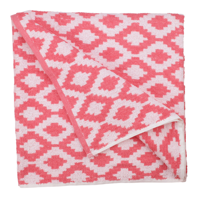 Fibertone Coral Diamond Print Antimicrobial Beach Towels, 60x30, Set of 4
