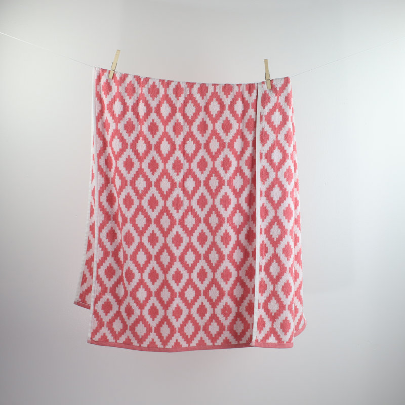 Fibertone Coral Diamond Print Antimicrobial Beach Towels, 60x30, Set of 4