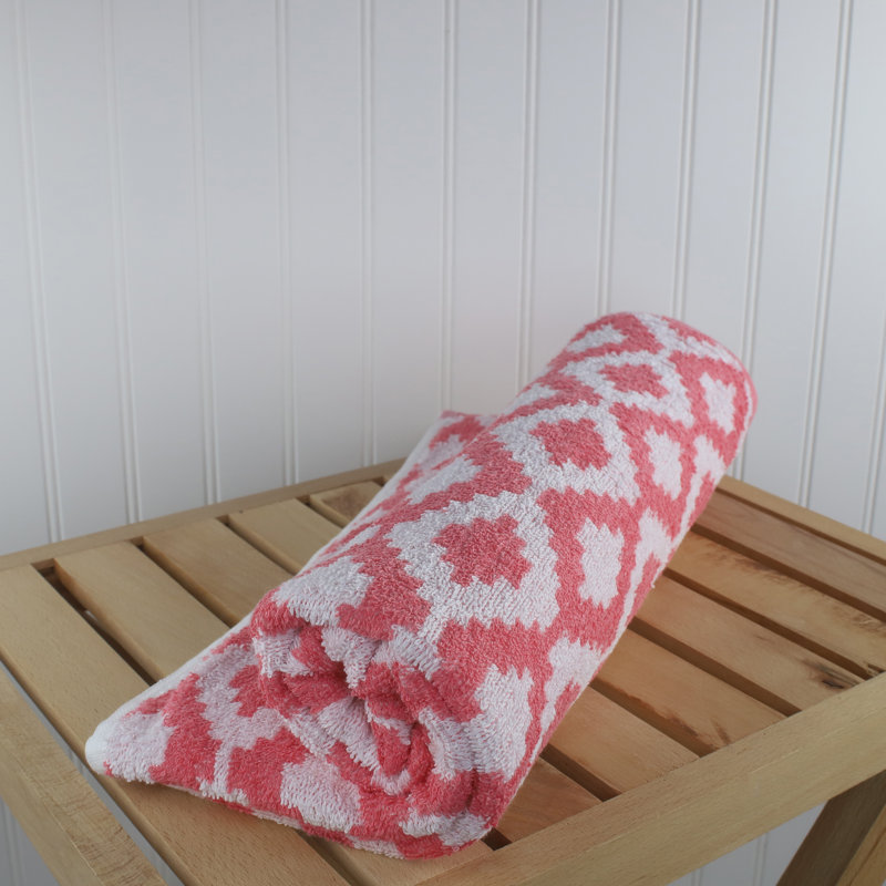 Fibertone Coral Diamond Print Antimicrobial Beach Towels, 60x30, Set of 4