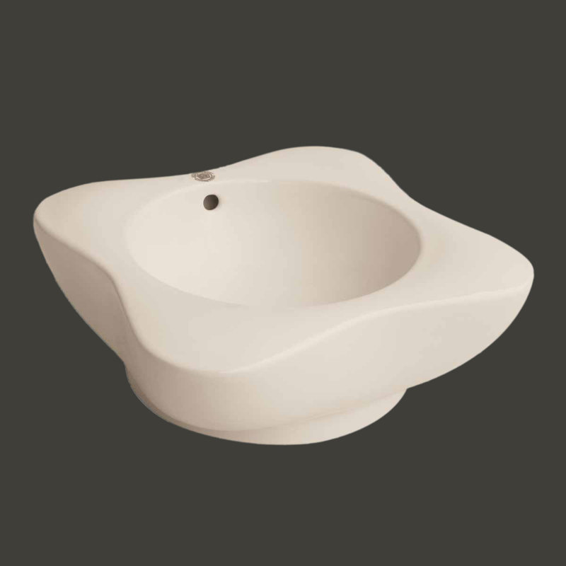 Bone Glazed Ceramic Above-Counter Vessel Sink with Overflow
