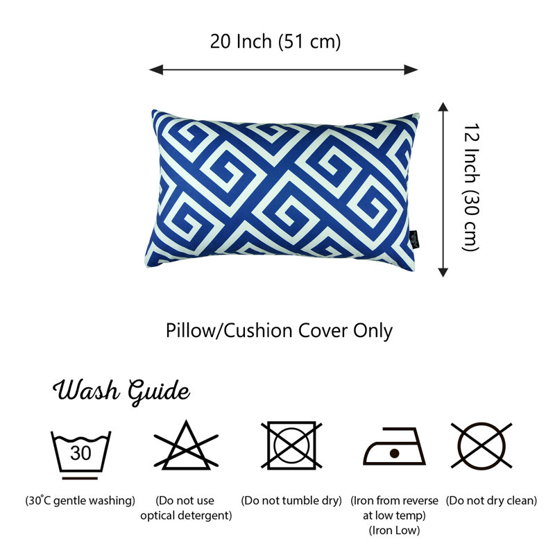 Blue and White Geometric Polyester Pillow Cover Set