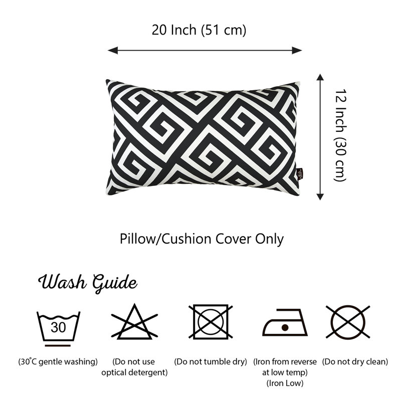 Black and White Geometric Polyester Pillow Cover Set
