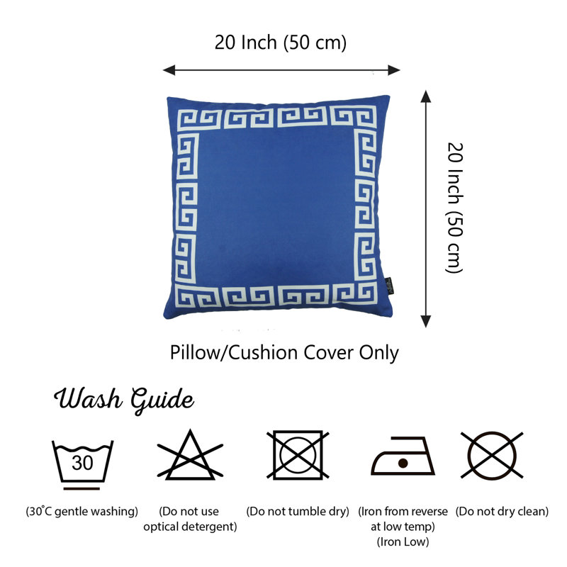 Black and White Greek Key Polyester 20" x 20" Pillow Covers