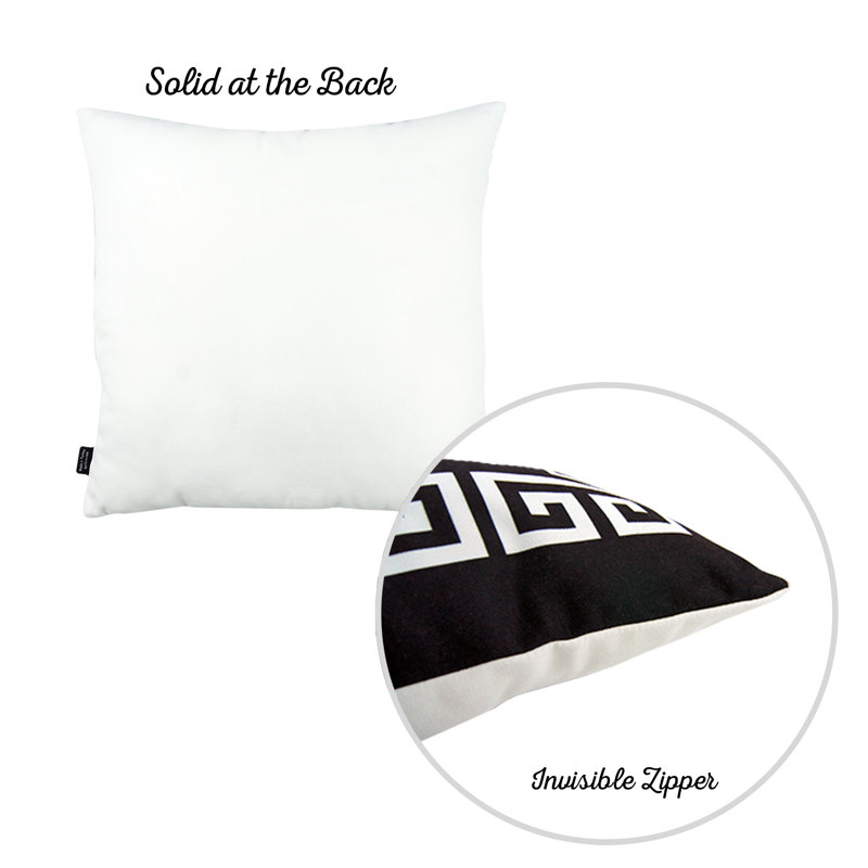Black and White Greek Key Polyester 20" x 20" Pillow Covers