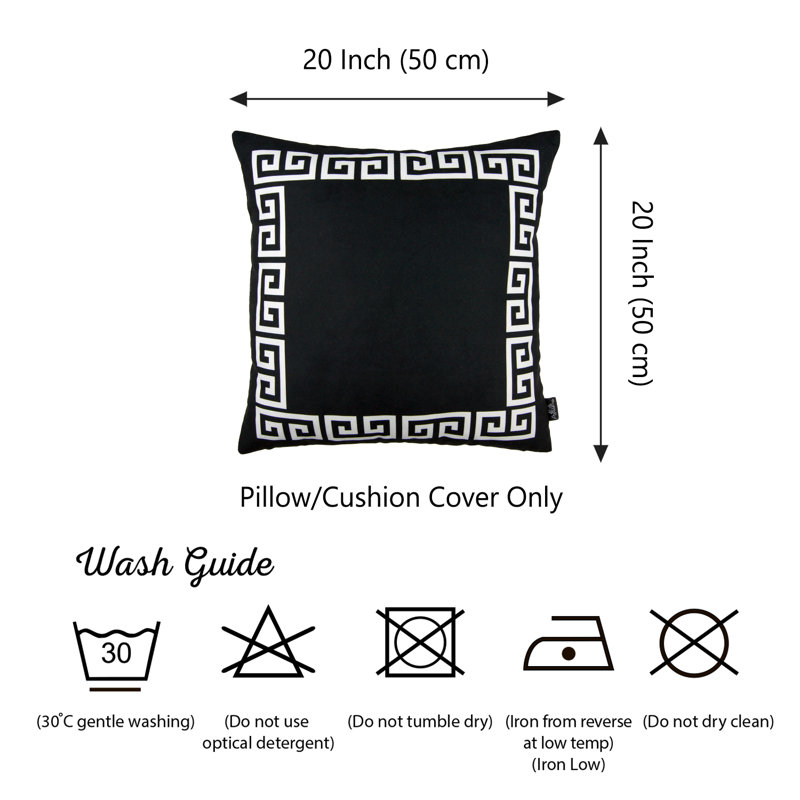 Black and White Greek Key Polyester 20" x 20" Pillow Covers