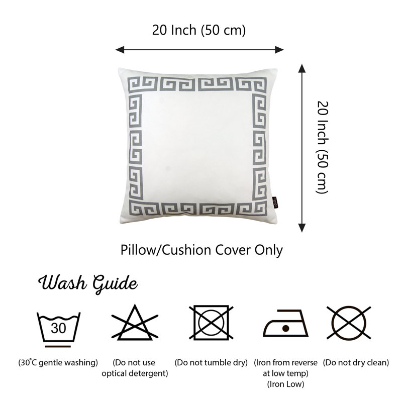 Black and White Greek Key Polyester 20" x 20" Pillow Covers
