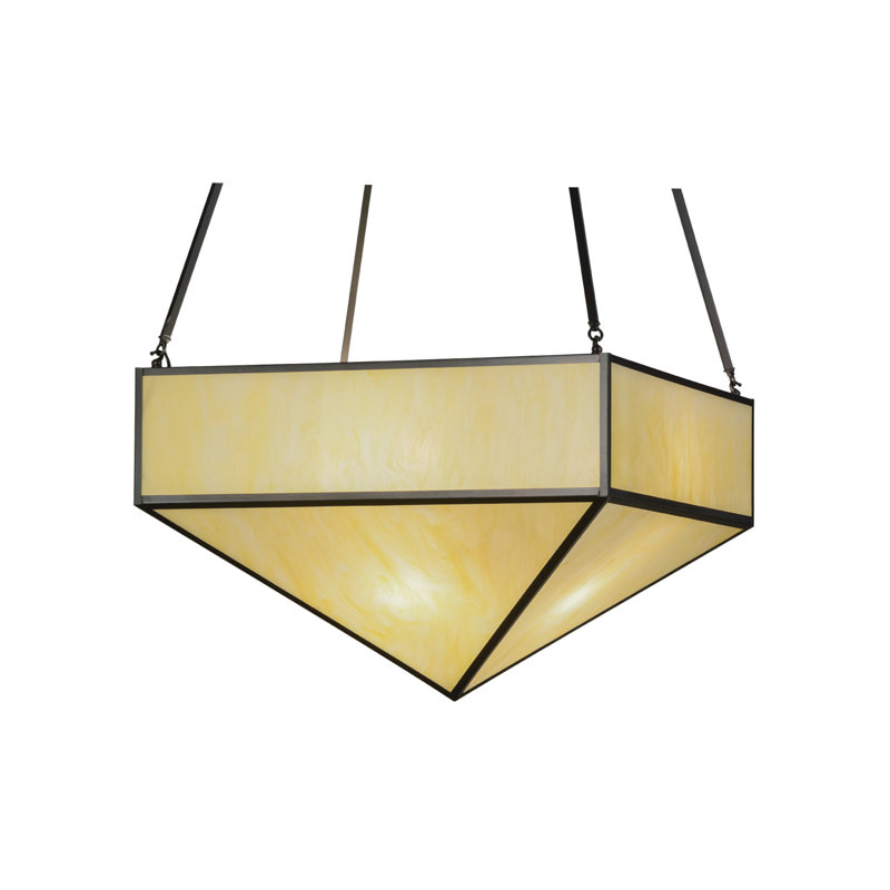 Mission Prime Solar Black 72" Geometric Chandelier with Silver Mica Lanterns