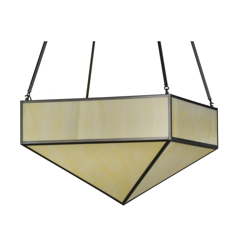 Mission Prime Solar Black 72" Geometric Chandelier with Silver Mica Lanterns