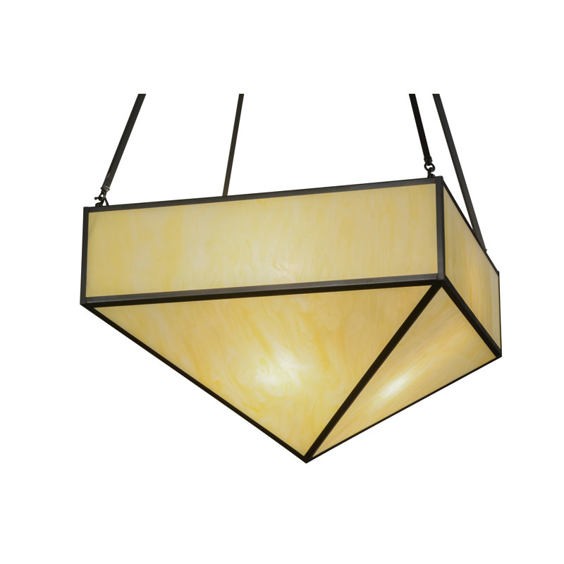 Mission Prime Solar Black 72" Geometric Chandelier with Silver Mica Lanterns