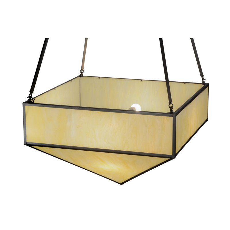 Mission Prime Solar Black 72" Geometric Chandelier with Silver Mica Lanterns
