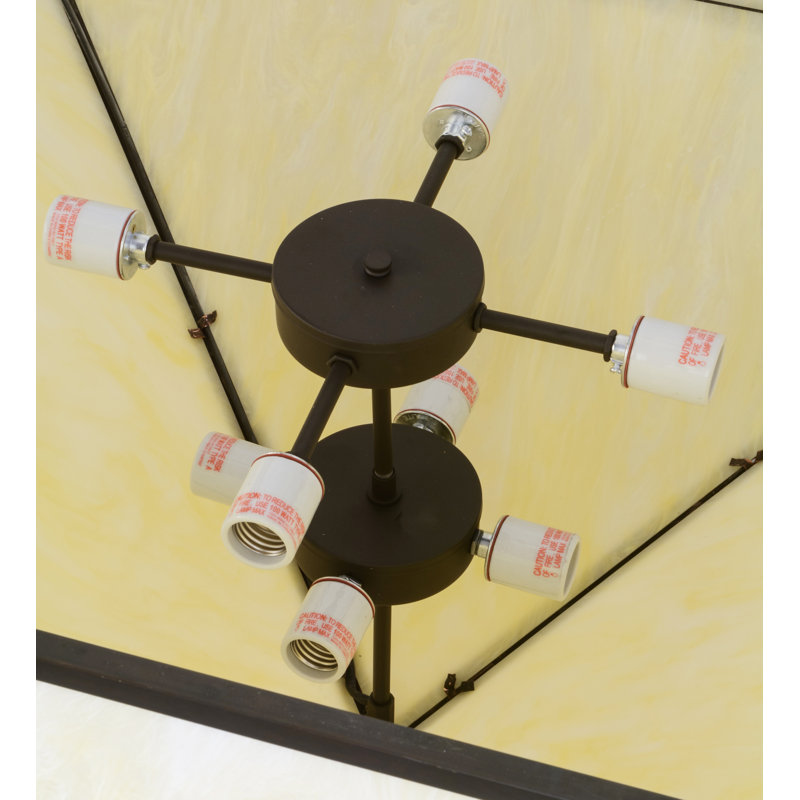 Mission Prime Solar Black 72" Geometric Chandelier with Silver Mica Lanterns