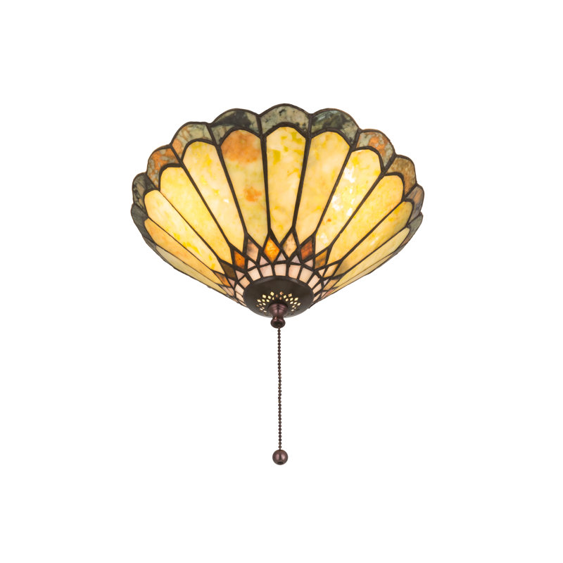 Jadestone Black and Yellow Glass 3-Light Flush Mount