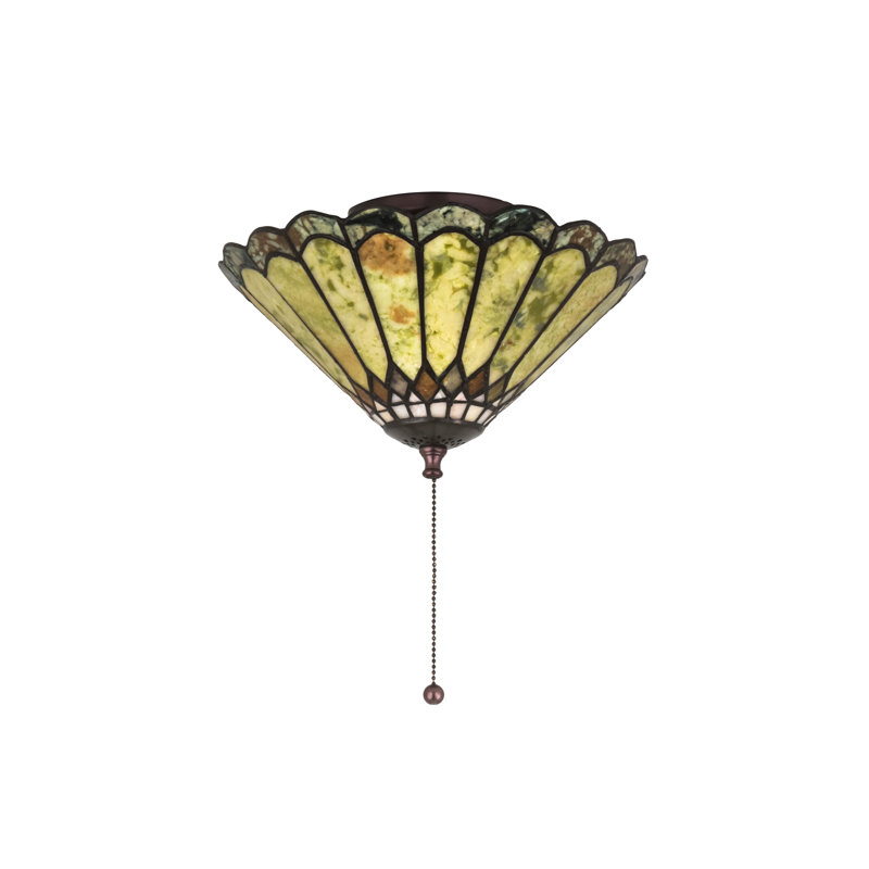 Jadestone Black and Yellow Glass 3-Light Flush Mount