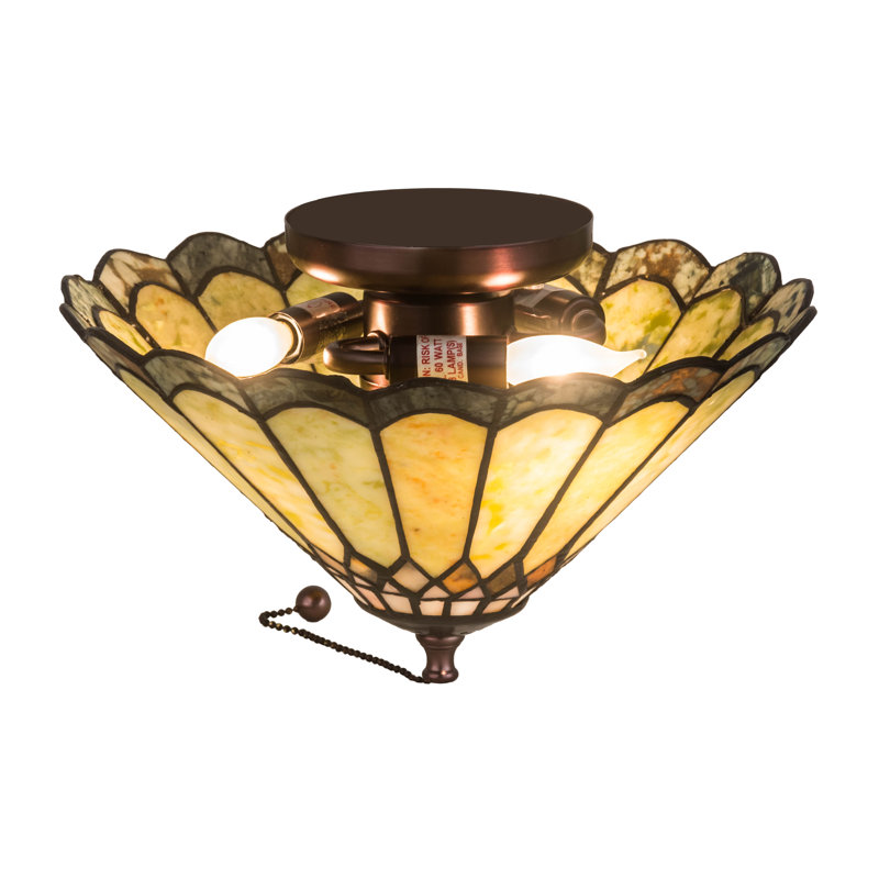 Jadestone Black and Yellow Glass 3-Light Flush Mount
