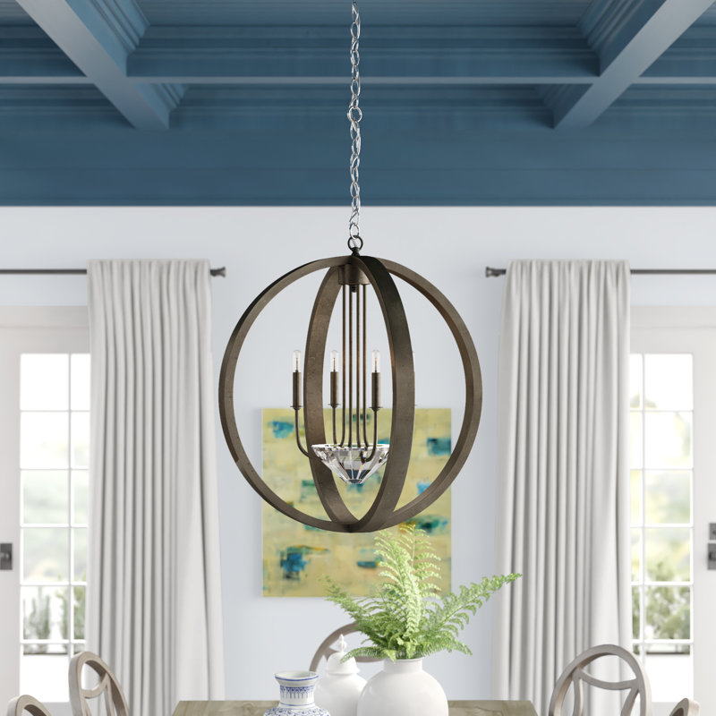 Antique Brass Abel 4-Light Globe LED Chandelier