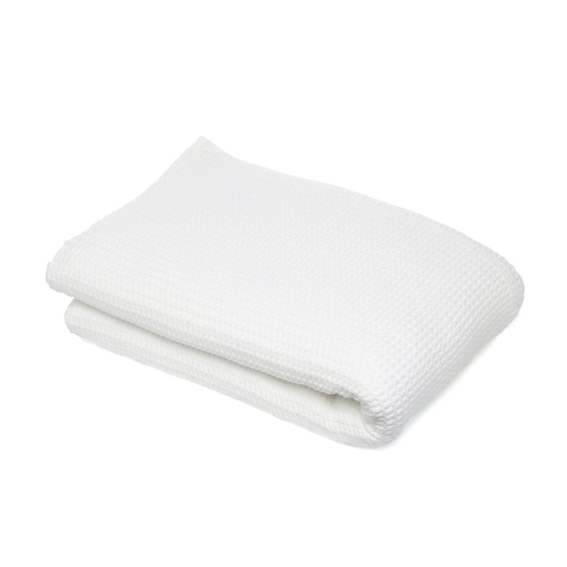 Luxurious Twin White Waffle Weave Cotton Throw Blanket