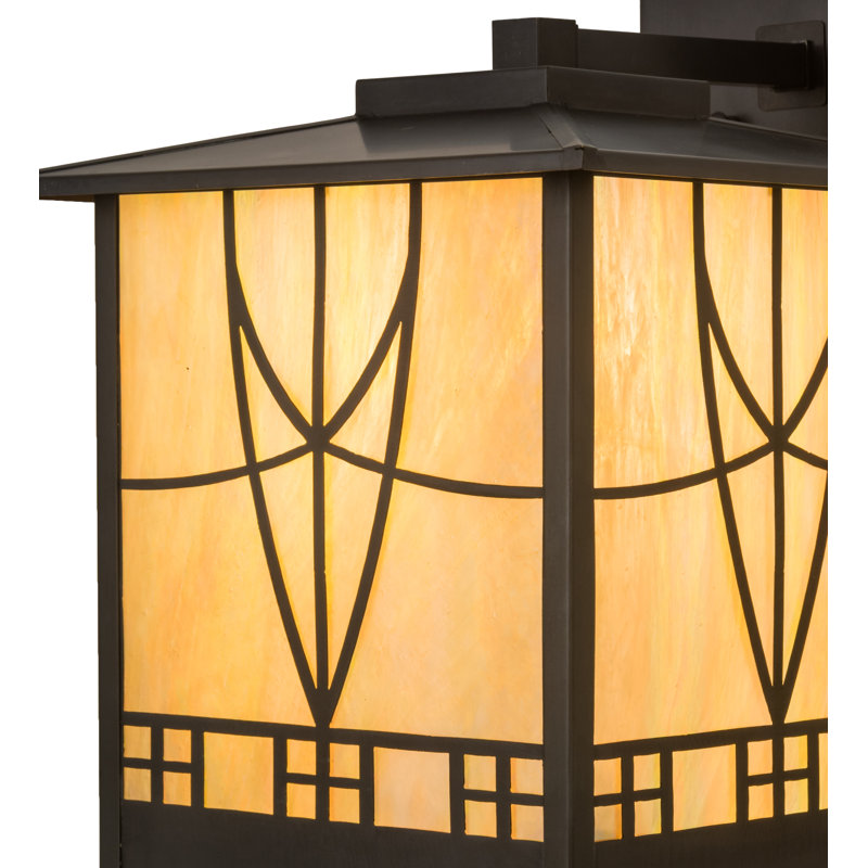 Craftsman Brown 15'' Dimmable Ambient Sconce with Beige Glass Shade