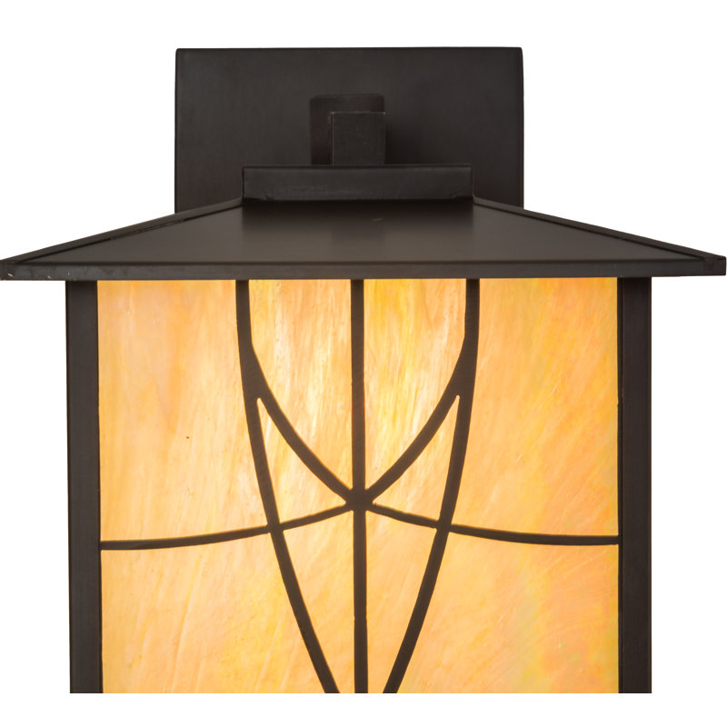 Craftsman Brown 15'' Dimmable Ambient Sconce with Beige Glass Shade