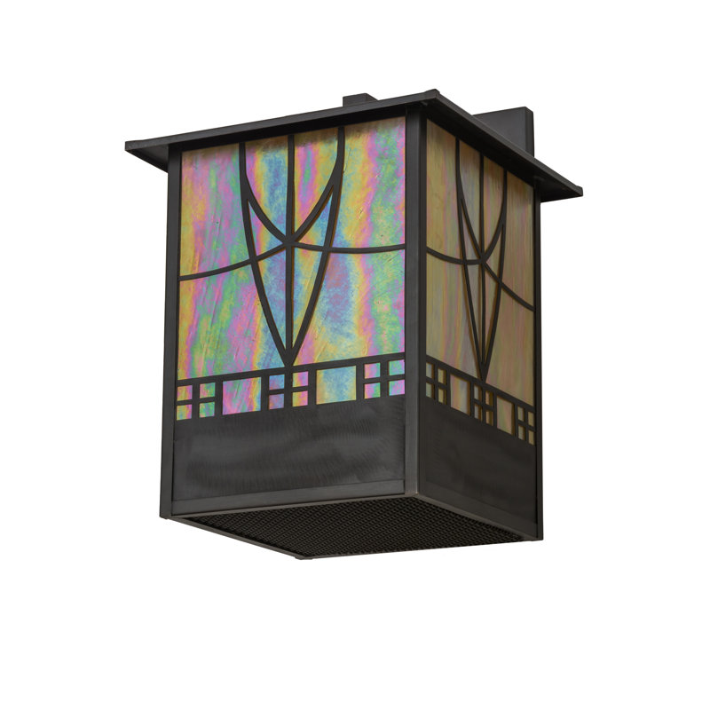 Craftsman Brown 15'' Dimmable Ambient Sconce with Beige Glass Shade