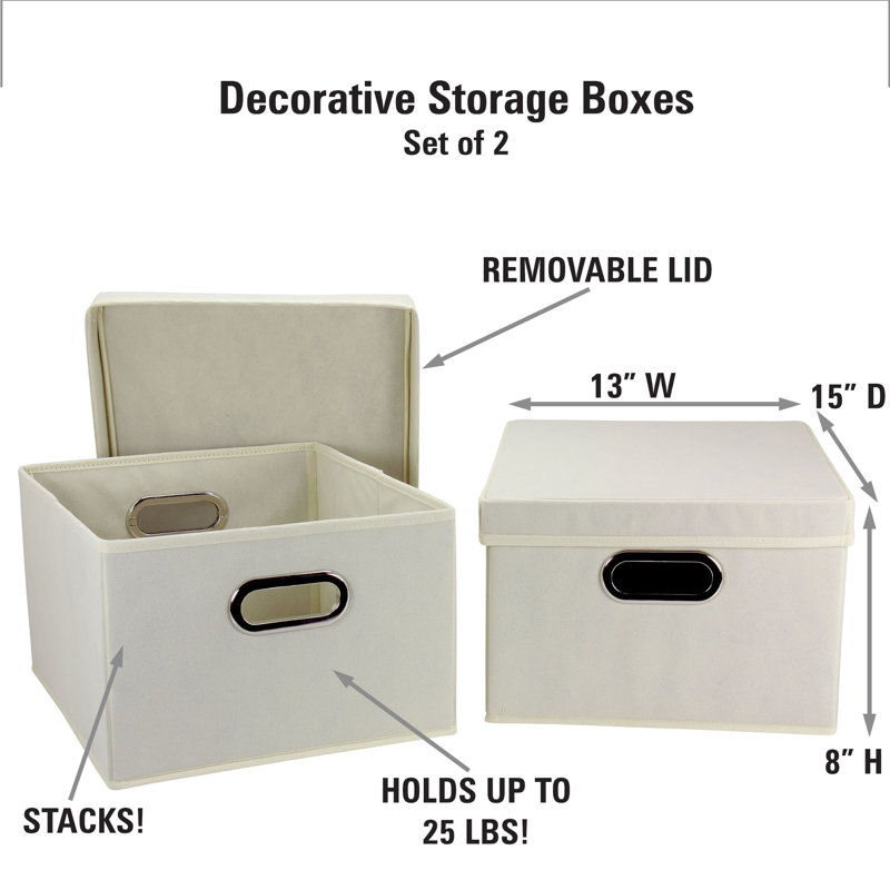 Natural Fabric Collapsible Lidded Storage Cube 2-Pack