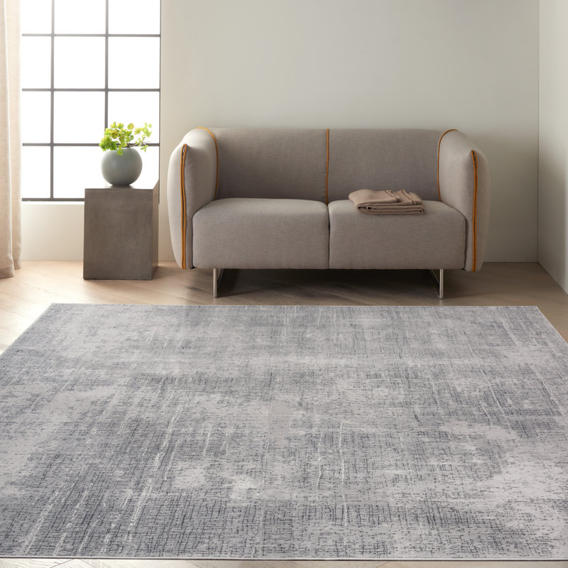 Abstract Vapor Gray 5' x 7' Handmade Viscose Area Rug