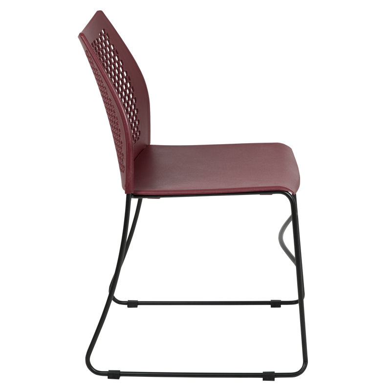 Burgundy Sled Base 661 lb. Capacity Stack Chair with Air-Vent Back
