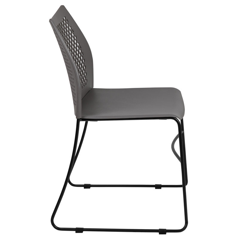 Black Armless Stacking Chair with Air-Vent Back