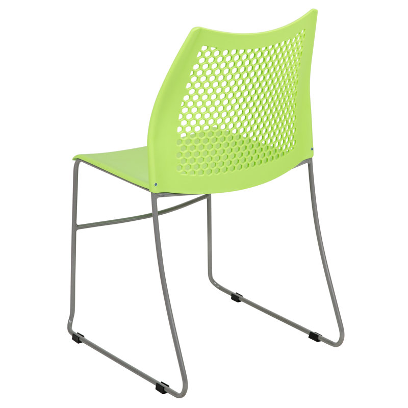 Contemporary 661 lb. Capacity Green Metal Stack Chair with Air-Vent Back