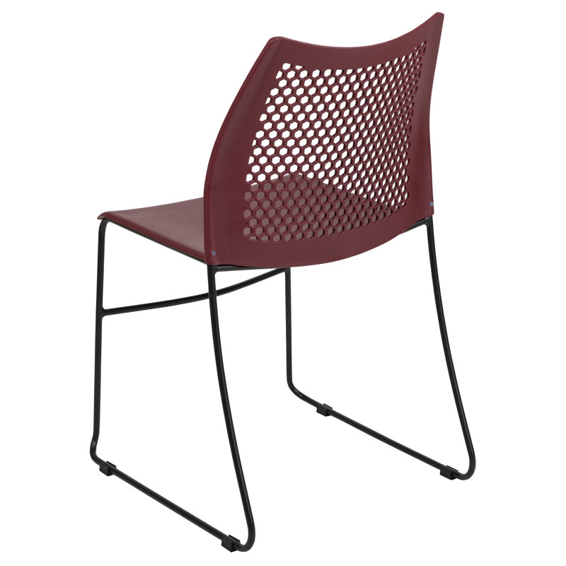 Burgundy Sled Base 661 lb. Capacity Stack Chair with Air-Vent Back