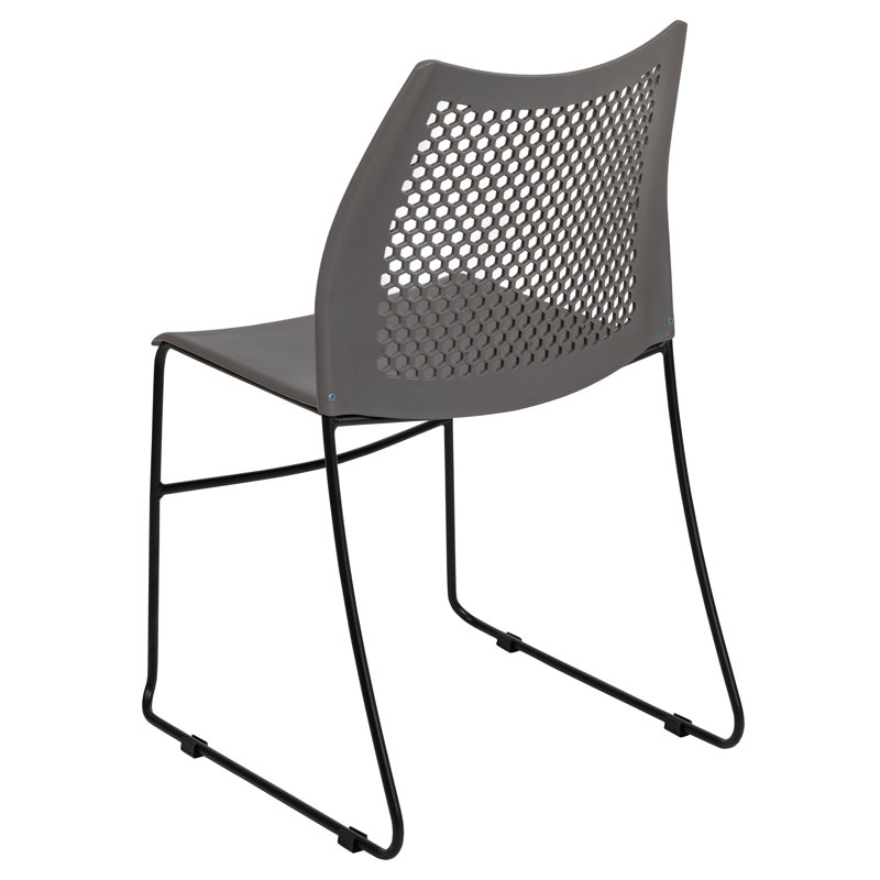 Black Armless Stacking Chair with Air-Vent Back