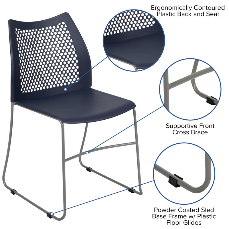 Hercules 661 lb. Modern Gray Stack Chair with Air-Vent Back