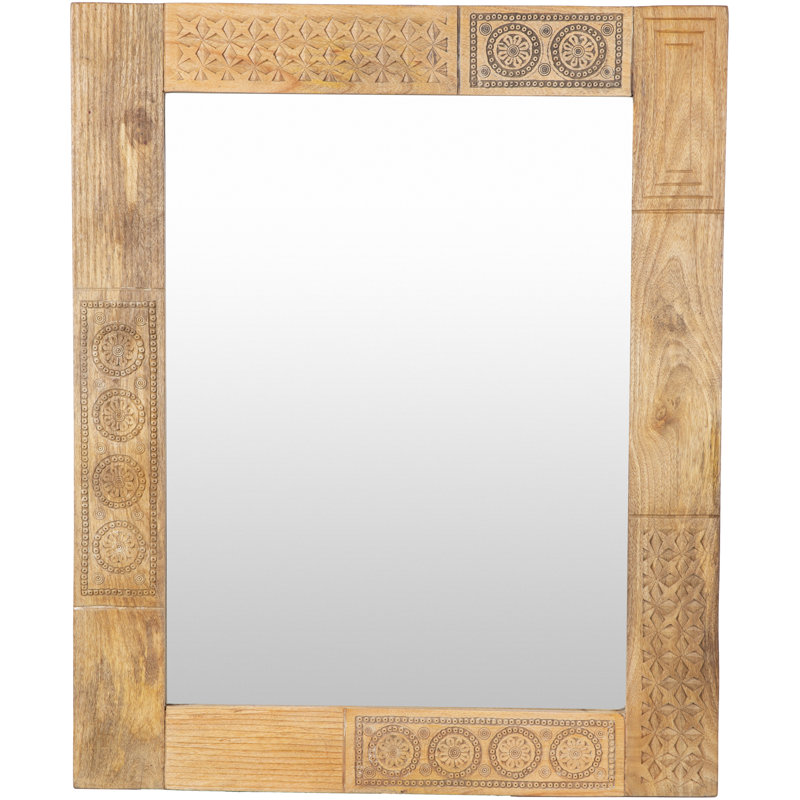 Elegant Dilwara Rectangular Wood Wall Mirror 32"x39"