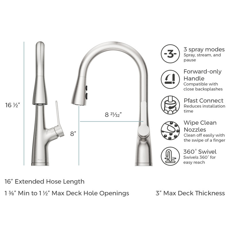 Neera Stainless Steel Pull Down Single Handle Kitchen Faucet