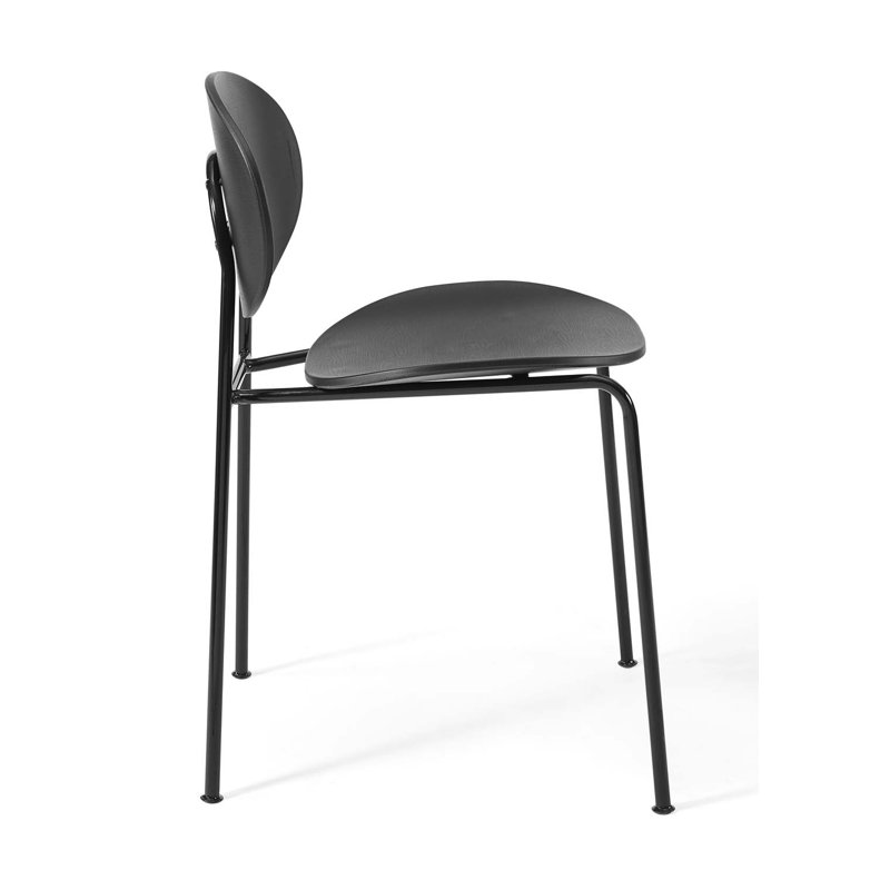 Black Metal Mid-Century Modern Stackable Side Chair Set